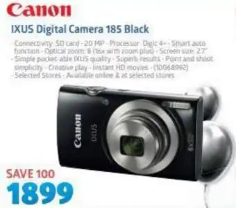 Incredible Connection Canon IXUS Digital Camera 185 Black offer