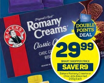Pick n Pay Bakers Romany Creams or Choc-kits Assorted 200g Each offer