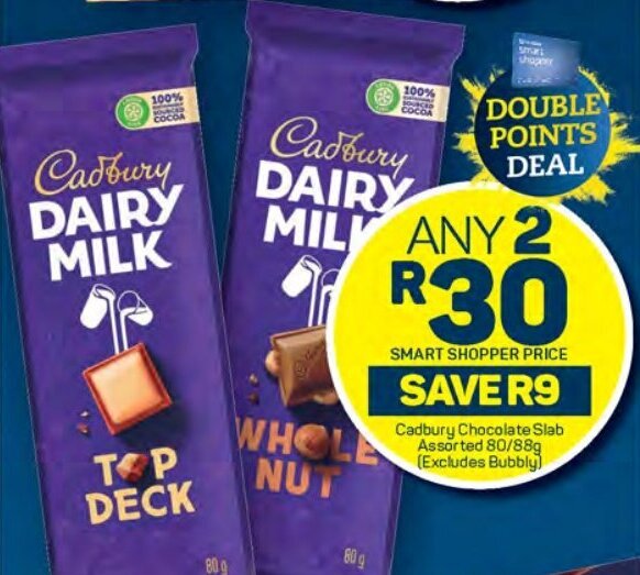 Cadbury Chocolate Slab Assorted 80/88g (Excludes Bubbly) offer at Pick