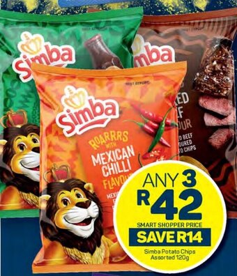 Pick n Pay Simba Potato Chips Assorted 120g offer