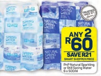 Pick n Pay PnP Natural Sparkling or Still Spring Water 6x 500ml offer