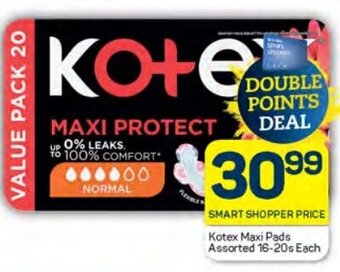 Pick n Pay Kotex Maxi Pads Assorted 16-20s Each offer