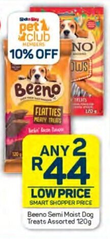 Pick n Pay Beeno Semi Moist Dog Treats Assorted 120g offer