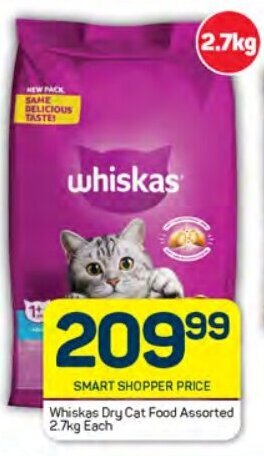 Pick n Pay Whiskas Dry Cat Food Assorted 2.7kg Each offer
