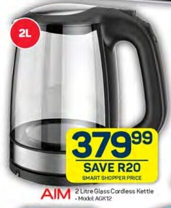 Pick n Pay AIM 2 Litre Glass Cordless Kettle offer