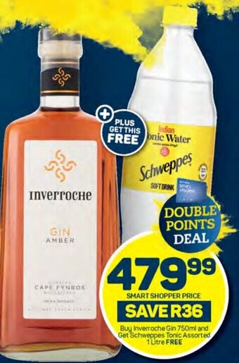 Pick n Pay Buy Inverroche Gin 750ml and Get Schweppes Tonic Assorted 1 Litre FREE offer