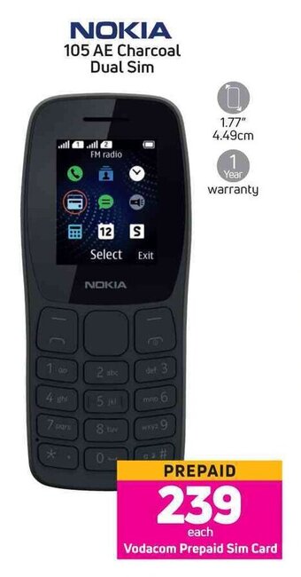 Game NOKIA 105 AE Charcoal Dual Sim offer