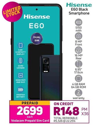 Game Hisense E60 Black Smartphone offer