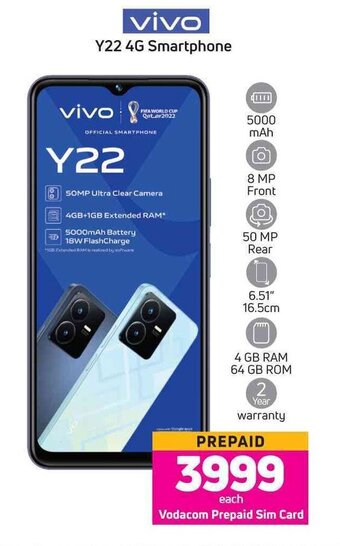Game vivo Y22 4G Smartphone offer