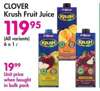 Makro CLOVER Krush Fruit Juice offer