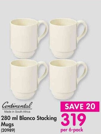 Makro Continental 280 ml Blanco Stacking Mugs offer