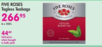Makro FIVE ROSES Tagless Teabags offer