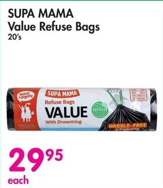 Makro SUPA MAMA Value Refuse Bags 20's offer