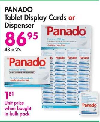 Makro PANADO Tablet Display Cards or Dispenser offer