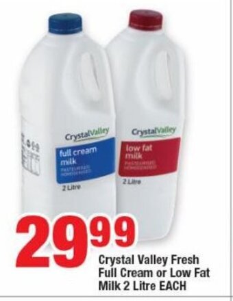 OK MiniMark Crystal Valley Fresh Full Cream or Low Fat Milk 2 Litre EACH offer