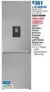 OK Furniture Defy 348l satin metallic finish bottom freezer fridge with water dispenser dac645 offer