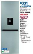 OK Furniture Defy 226l satin metallic finish bottom freezer fridge with water dispenser dac449 offer