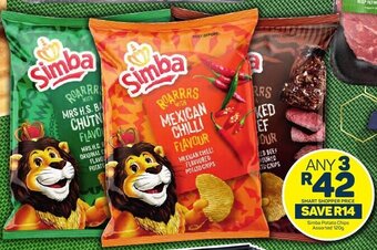 Pick n Pay Simba Potato Chips Assorted 120g offer