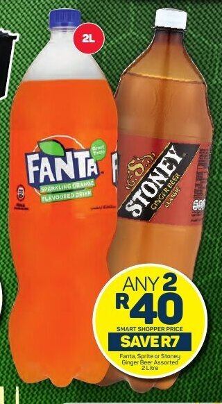 Pick n Pay Fanta, Sprite or Stoney Ginger Beer Assorted 2 Litre offer