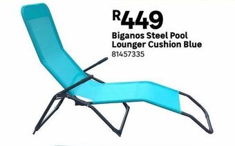 Biganos steel pool lounger cushion blue