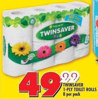Shoprite TWINSAVER 1-PLY TOILET ROLLS 8 per pack offer