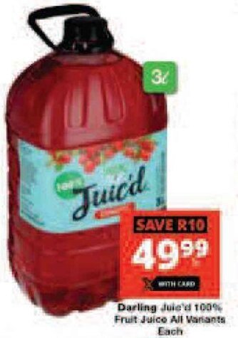 Checkers Darling Juie'd 100% Fruit Juice All Variants Each offer