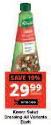 Checkers Knorr Salad Dressing All Variants Each offer