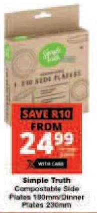 Checkers Simple Truth Compostable Side Plates 180mm/Dinner Plates 230mm offer