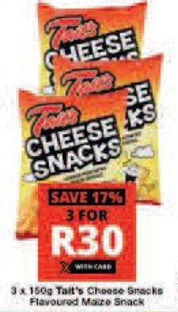3 x 150g Tait's Choose Snacks Flavoured Maize Snack