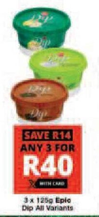 Checkers 3x125g Epic Dip All Variants offer