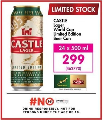 Makro CASTLE Lager World Cup Limited Edition Beer Can offer