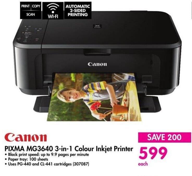 Canon PIXMA MG3640 3in1 Colour Inkjet Printer offer at Makro