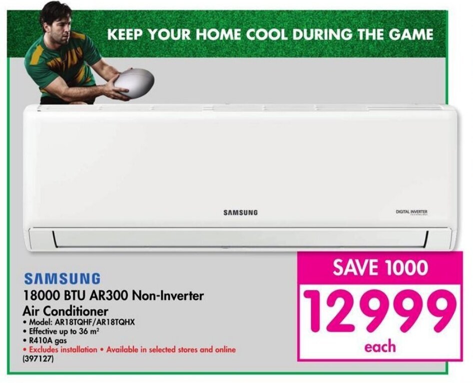 SAMSUNG 18000 BTU AR300 NonInverter Air Conditioner offer at Makro