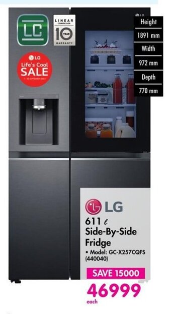 Makro LG 611 L Side-By-Side Fridge offer
