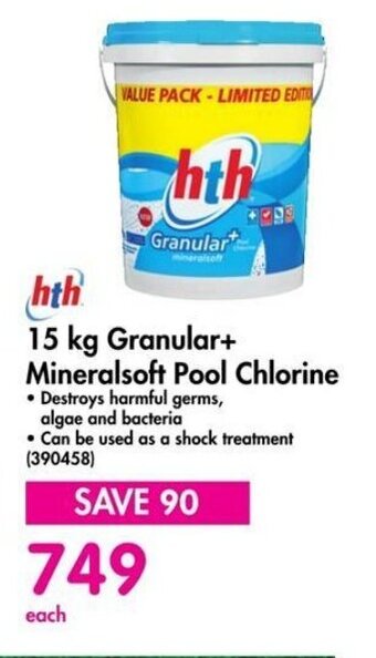 Makro hth 15 kg Granular+ Mineralsoft Pool Chlorine offer