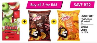 Makro LIQUI Fruit Juice, SIMBA Chips offer