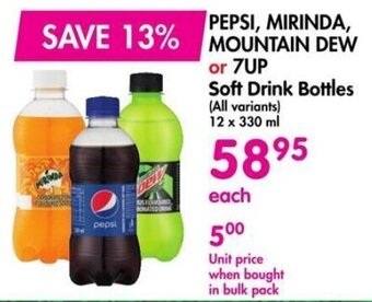 Makro PEPSI, MIRINDA, MOUNTAIN DEW or 7UP Soft Drink Bottles offer