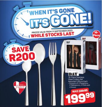 DAY 16-Piece Stainless Steel Cutlery Set Assorted Colours Each