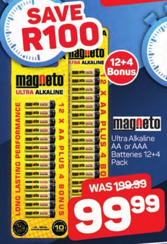 Pick n Pay magneto Ultra Alkaline AA or AAA Batteries 12+4 Pack offer