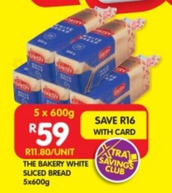 Shoprite THE BAKERY WHITE SLICED BREAD 5x600g offer