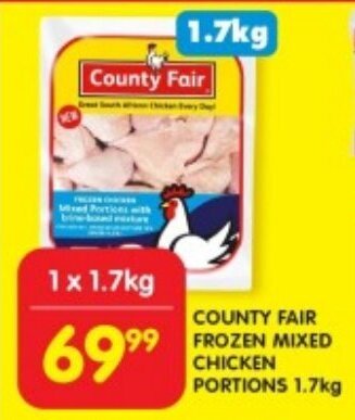Shoprite COUNTY FAIR FROZEN MIXED CHICKEN PORTIONS 1.7kg offer