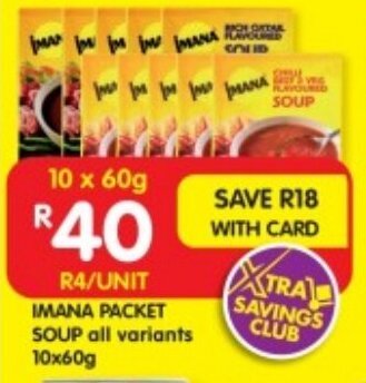 Shoprite IMANA PACKET SOUP all variants 10x60g offer