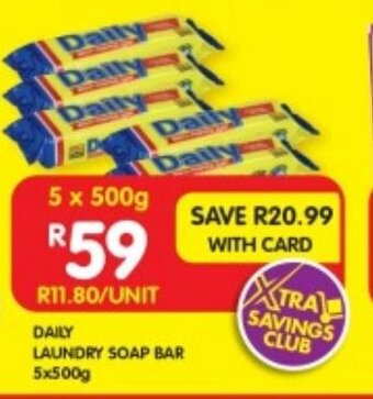 Shoprite DAILY LAUNDRY SOAP BAR 5x500g offer