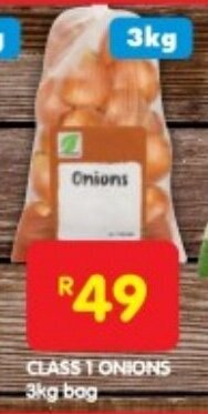 Shoprite CLASS 1 ONIONS 3kg bag offer