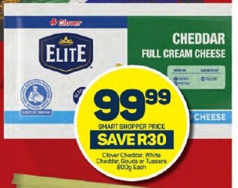 Pick n Pay Clover Cheddar, White Cheddar, Gouda or Tussers 800g Each offer