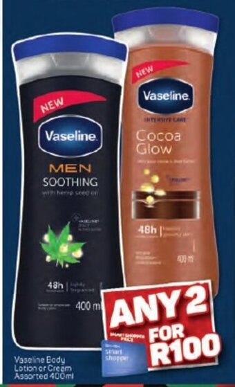 Pick n Pay Vaseline Body Lotion or Cream Assorted 400ml offer