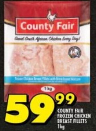 Shoprite COUNTY FAIR FROZEN CHICKEN BREAST FILLETS 1kg offer