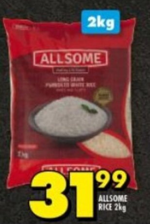Shoprite ALLSOME RICE 2kg offer