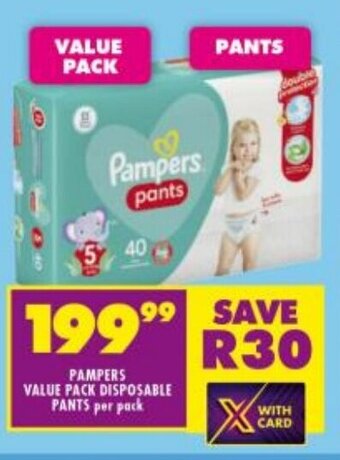 Shoprite PAMPERS VALUE PACK DISPOSABLE PANTS per pack offer