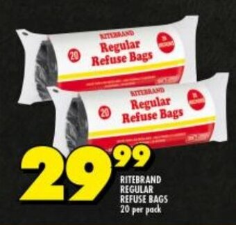 Shoprite RITEBRAND REGULAR REFUSE BAGS 20 per pack offer